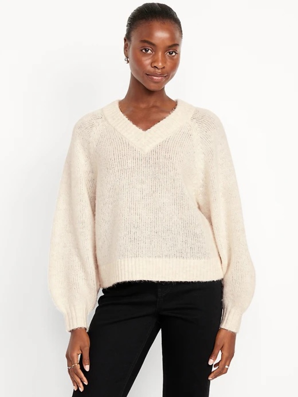 Cropped Cozy V-Neck Sweater